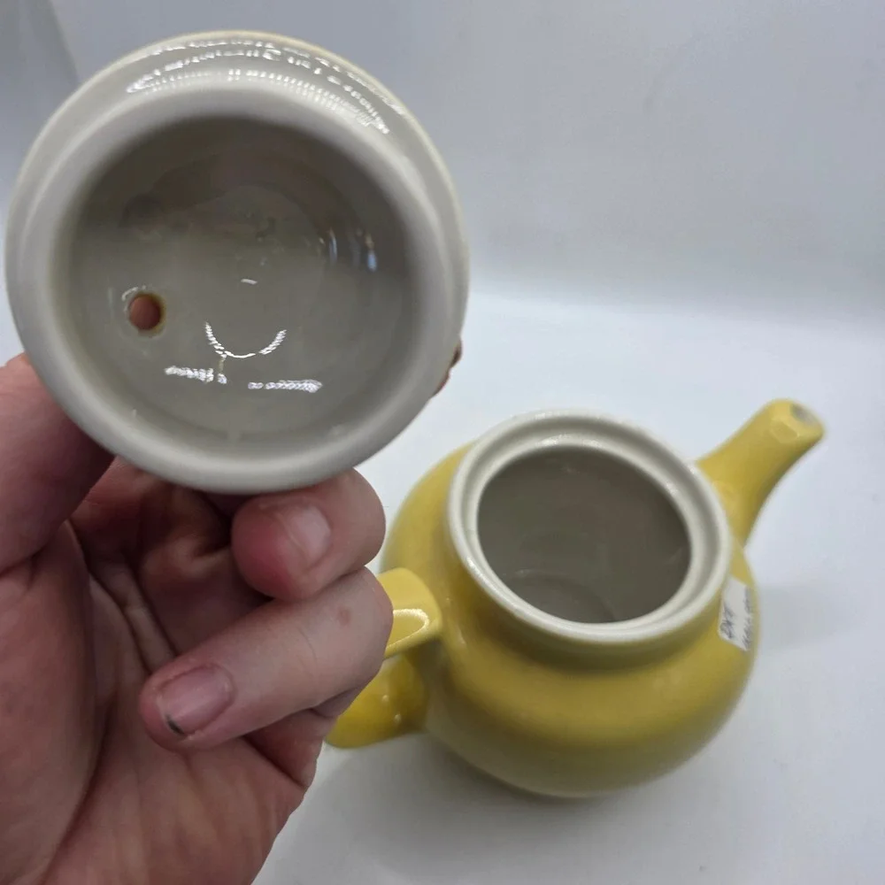 Vintage Hall China Yellow Teapot Ceramic Made in USA Mid Century Tea Pot